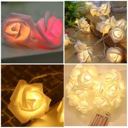 Hot 2.5m Rose Flower Christmas LED String Lights Batterij Operated Led Lamp voor Valentine Bruiloft Decoratie