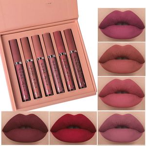 Hot 2.5ml*6 Nude Matte Liquid Lipstick Set Sexy Tint Lip Gloss Waterproof Long Lasting Lips Makeup Cosmetic Moisturizer Beauty Kit Wholesale ZL0862