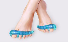 Heet 200pairs / partij Orthotische binnenzool Teen-stijltangscheider HALLUX VALGUS FOOT HOUDER BLAUW