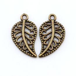 Chaud ! 200pcs alliage de bronze antique filigrane feuilles pendentifs à breloque 10,5 x 19 mm bijoux à bricoler soi-même