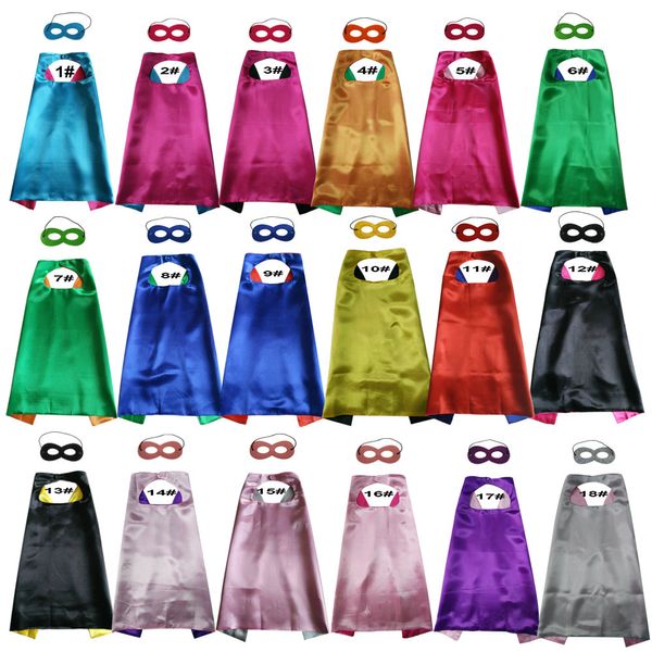 Capas de Cosplay de satén liso de doble cara para niños, disfraces de Halloween de superhéroes con máscaras, favores de fiesta, regalos de cumpleaños, orden de mezcla