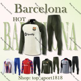 HOT 2023 2024 Barcelona Pack Situit Camisetas de Soccer Jerseys Traje de entrenamiento Ferran Pedri 23/24 Half Zip Barcelona Men and Kids set