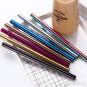 Hot 215*12MM Stainless Steel straw Drinking Straws Wide Long Reusable Fat Metal Smoothie Straight Straws Fashion Outdoor T2I5280