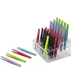 Hot 24 Pcs Coloré En Acier Inoxydable Pointe Inclinée Beauté Pince À Sourcils Outils D'épilation Livraison gratuite