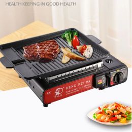 Hot 32 X 26cm Medische Steen Barbecue Frituurpan Rechthoek Antiaanbakgrill Kookgerei Koreaanse BBQ Lade Barbecueplaat - Zwart