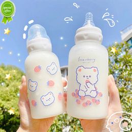 Hete 320 ml Kawaii Strawberry Bear Glass Water fles
