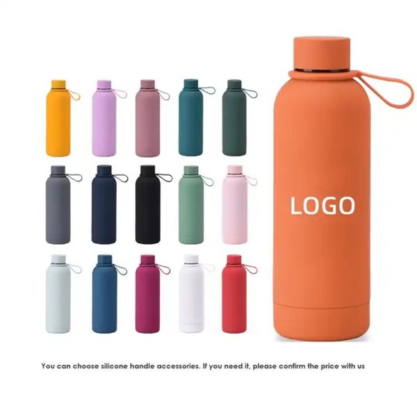 Hot 350ml 500ml 750ml 1000ml Botella de agua con logotipo personalizado Vasos aislados de doble pared de acero inoxidable Tazas para acampar