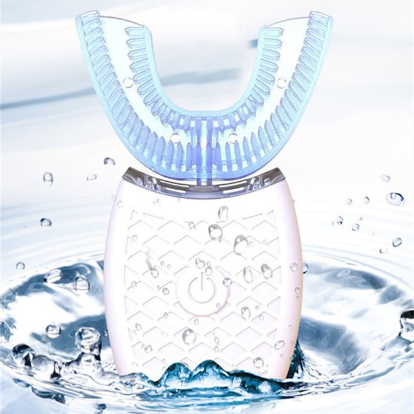Brosse à dents électrique sonique automatique intelligente à 360 degrés, brosse à dents de type U, chargeur USB, blanchiment des dents, lumière bleue avec boîte de vente au détail, livraison directe