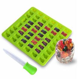 Hot 4 kleur 53/50 holte siliconen gummy beer chocoladevorm snoep maker ijsblokjes lade jelly mallen met gratis druppelaar