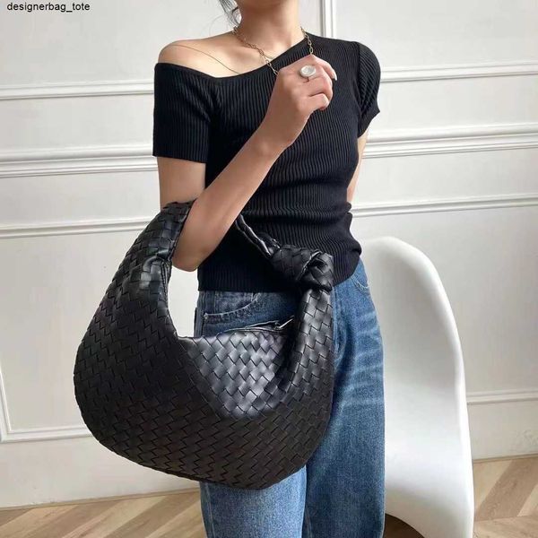 Hot 40cm sac fourre-tout sacs de soirée de qualité supérieure sacs tissés à la main de luxe sac à bandoulière de grande capacité dames PU poignée nouée sac à main décontracté