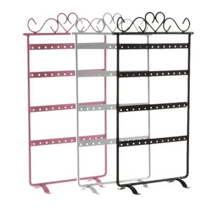 Sieraden Pouches, Tassen 48 Hole Oorbellen Oor Studs Display Rack Metalen Houder Stand Organizer Showcase Roze 295 * 160mm voor de detailhandel