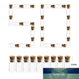 Hot 50pcs / Set 11 * 22mm 1ml mini bouteilles de verre JARS échantillon vide avec bouchons de liège pour bricolage artisanat décoratif -brown / transparent