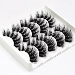 Heet 5pairs Fake 3D Mink Eyelashes Mink Washes Natural Dikke Valse Wimpers Make-up Wimper Extension Maquillage