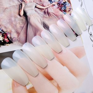 Hete 600 stks lange ballerina halve nagel tips helder kist valse nagels abs kunstmatige diy valse nep uv gel nail art tips hoge kwaliteit