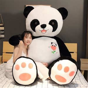 60 cm/80/100 cm schattige grote panda pop pluche speelgoed dieren kussen kinderen verjaardag kerstcadeaus cartoon speelgoed groot kussen op het bed lj201126