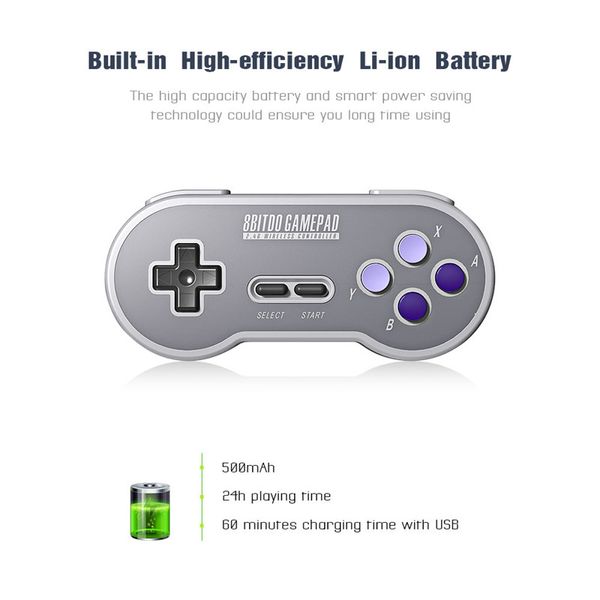 Hot 8Bitdo SF30 SN30 2.4G manette de jeu sans fil rétro avec récepteur 2.4G NES USB-C manette de jeu sans fil pour SNES Classic Edition