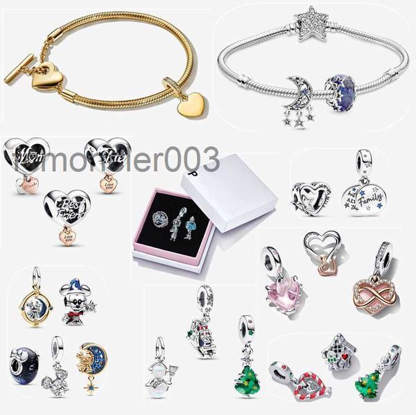 Hot 925 Pulseras con dijes de plata para mujer Diseñador de moda Regalo de joyería Diy Fit Pandoras Pulsera Mejores amigas Charm Trio Set con caja original al por mayor C2OU