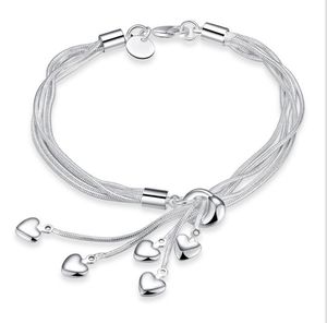 Hot 925 Silver Plated Tai Chi Tassel Hanging Heart Bracelet Ornement
