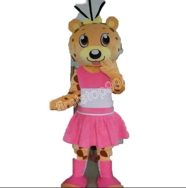 chaud une fille panthère mascotte costume simulation de performance dessin animé thème personnage adultes taille noël publicité extérieure tenue costume