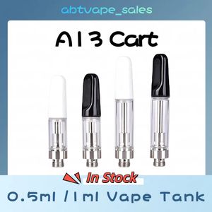 Hete A13 lege karren vape cartridge 0,5 ml 1,0 ml verstuiver pyrex glazen tank keramische spiraal dikke olie 510 Vaporizer pen e sigaretten vapen pen starters kits d8 d9 d10 lege pods