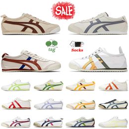 Hot AAA + Quality Designer Tiger Mexico 66 Deportes Zapatos para correr Hombres Mujeres Plata Negro Blanco Verde Crema Beige Azul Rojo Zapatillas de deporte planas al aire libre Mocasines de plataforma Entrenadores