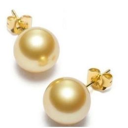 AAAA10 mm Hot Natural South Sout South Gold Shell Pearl Pearring New Tibetan Gold