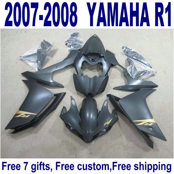 HOT ABS kit de carenado para YAMAHA YZF R1 2007 2008 todo el juego de carenados de alta calidad negro mate YZF-R1 07 08 YQ38