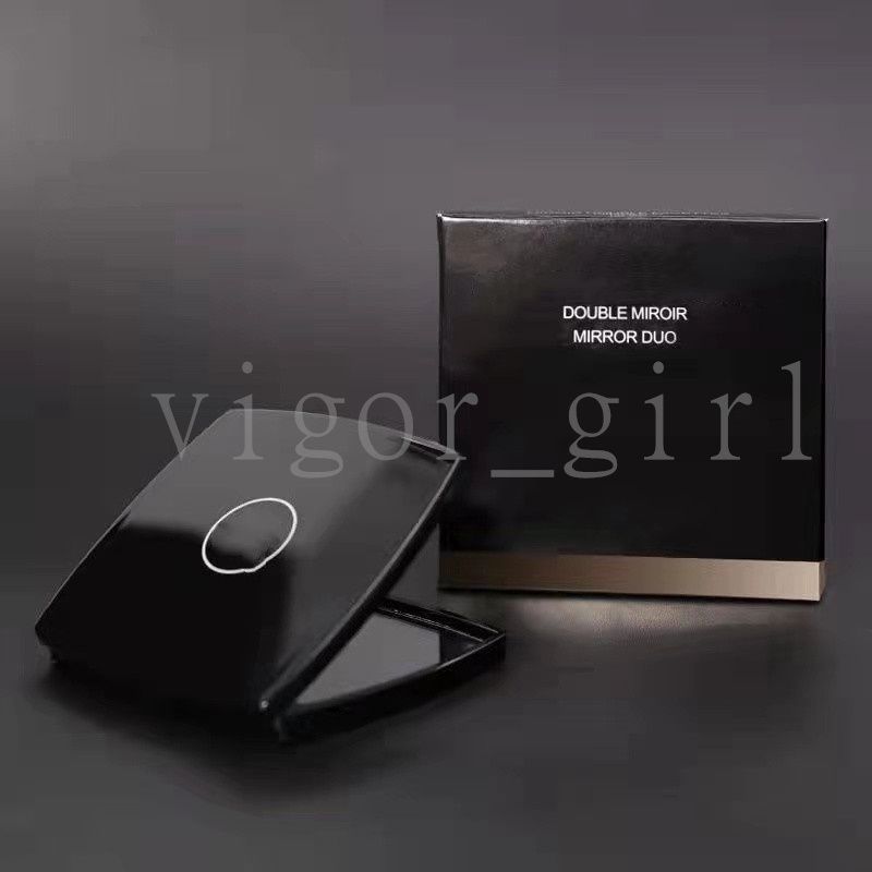 Miroirs compacts acryliques chauds Miroir du sac à poussière en velours pliant avec boîte cadeau outils de maquillage noir style classique portable