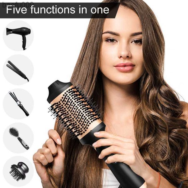 Cepillo de aire caliente Secador de pelo de un solo paso Volumizer 1000W Secador de pelo Soft Touch Pink Styler Regalo Rizador de pelo Plancha New Black Gold L230520