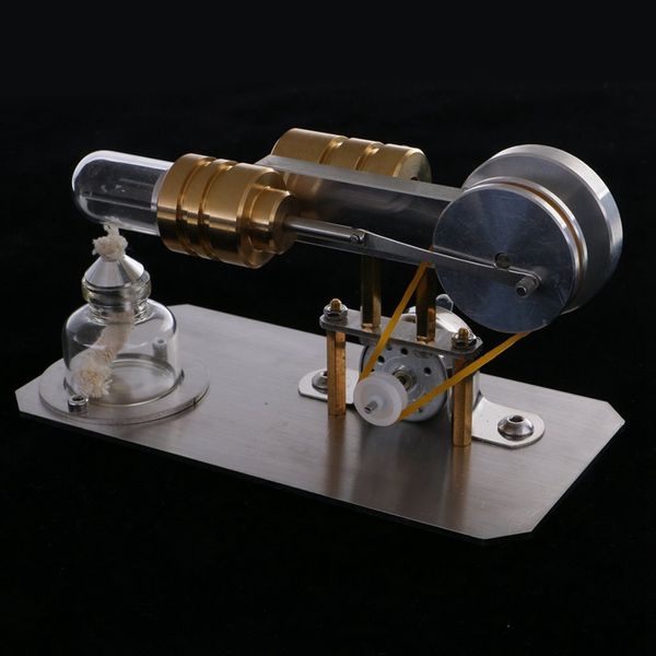 Freeshipping Hot Air Stirling Engine Modèle de moteur Générateur d'électricité Base métallique Science Jouet éducatif Modèle éducatif