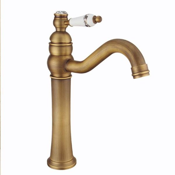 Robinet mitigeur d'eau chaude et froide robinet de lavabo Style européen robinets de bassin de cuisine en cuivre Antique mitigeurs Xblht