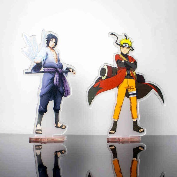 Figura de anime caliente Konoha Ninja Soporte de acrílico Modelo Itachi Sasuke Kakashi Carácter Cosplay Plate Decoración Signo de pie Adornos AA220318