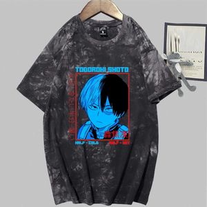 Hete anime My Hero Academia Korte mouw Ronde hals Tie Dye Print T-shirt Y0809