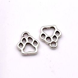 500 pcs legering holte hondenpoot charme hanger voor sieraden maken armband ketting diy accessoires 11x13 mm antiek zilver