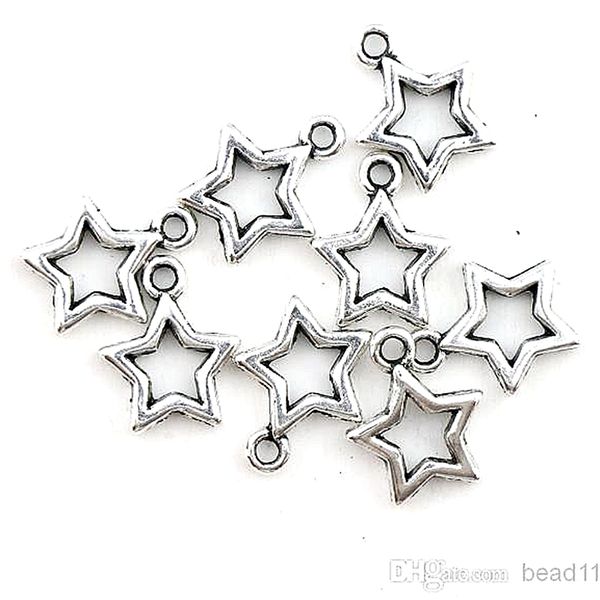 500 pièces antique argent étoile ouverte breloques pendentifs pour la fabrication de bijoux Bracelet collier bricolage accessoires 12X15mm