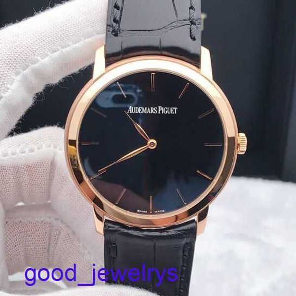 Hot AP Wrist Watch 18K Rose Gold Mechanical 41 mm Black Dial Mens 15180or.oo.a002cr.01 Crocodile de cuero Correa