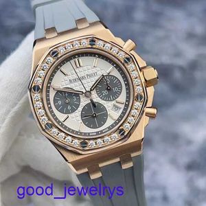 Hot AP Wrist Watch Epic Royal Oak Series 26231Or Womens 18K Rose Gold Original Diamond Panda Face 37 mm