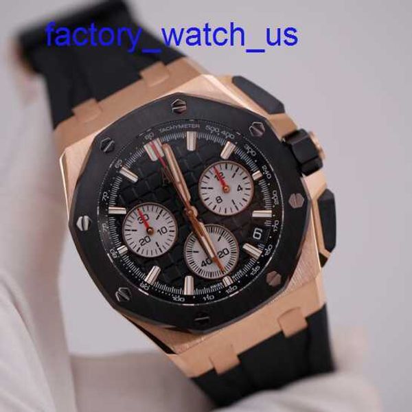 Hot AP Wrist Watch Men's Watch Royal Oak 26420ro Black Disc Chronograph Rose Gold Watch Automatic Mécanique Swiss Luxur Luxury Sports Sports Watch Full Diamètre 43 mm