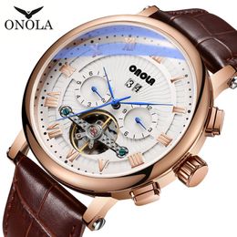 HOT Automatique Mechanical Business Ceinture Hommes Montre Haute Qualité Rudder Volant Hollow Hollow Watch Watchwatches