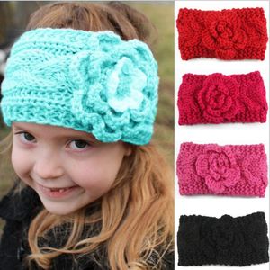 Caliente Otoño Invierno Europa Bebé Flor Cintas para la cabeza Niñas Bandas para el cabello Accesorios para el cabello de ganchillo cálidos para niños Encantadores Niños Headwrap 13Color