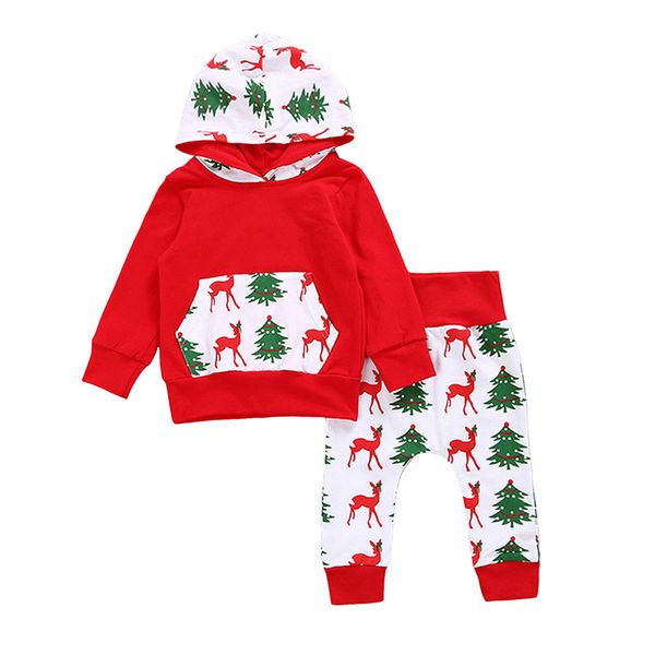 Hot bébé vêtements enfants vêtements ensemble enfants costume nouveau-né tenues infantile bébé garçon fille cerf sweats à capuche et pantalons 2 pièces bébé vêtements de noël ensemble