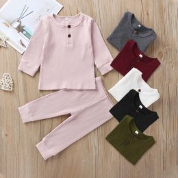 Vêtements chauds pour bébé pour garçons et filles Pantalons de t-shirts à manches longues 2pcs Ensembles pour enfants