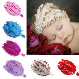 Hot Baby filles plume Perle Strass bandeaux Enfants Cheveux Accessoires Princesse bandeaux Enfants chapeaux Livraison gratuite