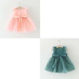 DHL verzending Baby Meisjes Kids Tutu Mouwloze Leuke Jurk Baby Meisjes Kleding Effen 2 Kleuren Zomer Lente Prinses Jurk kinderkleding