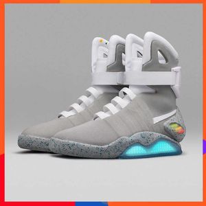 HOT Retour vers le futur Lacets automatiques Baskets Air Mag Air Mags de Marty Mcfly Chaussures Led Retour vers le futur Glow In Dark Grey Mcflys Sneakers