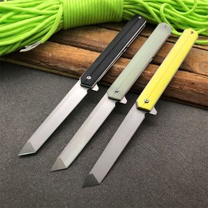 ¡¡Caliente!! Cuchillo plegable abatible con rodamiento de bolas, hoja de punto de satén 440C, negro/arena/amarillo, G10 + mango de hoja de acero inoxidable, cuchillos EDC