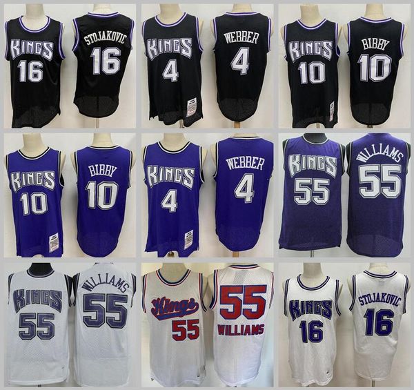 Jerseys de basket-ball chaud 4 Webber 10 Mike Bibby 16 Peja Stojakovic 55 Williams Jersey