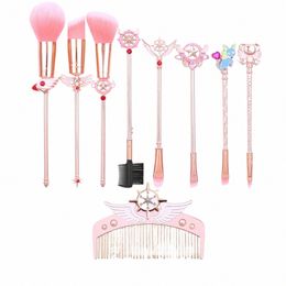 chaud!Beauté Anime Cardcaptor Sakura pinceaux de maquillage Set outils Kit poudre lâche ombre à paupières Blush cheveux synthétiques meilleur cadeau cosmétique n4YO #
