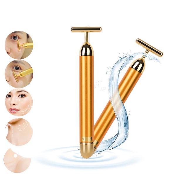 Hot Beauty Face Skin Care Tool Pro Slimming Face 24k Gold Lift Bar Vibración Masajeador facial Energy Vibrating Bar