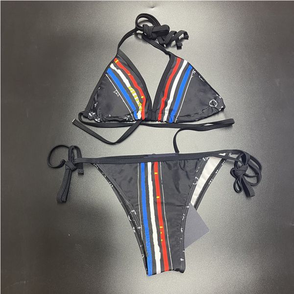 Traje de baño de diseñador de marca de lujo de moda para mujer en bikini caliente 2023 Traje de baño de lujo con letras impresas geométricas Trajes de cintura alta Ropa de playa de verano Traje de baño